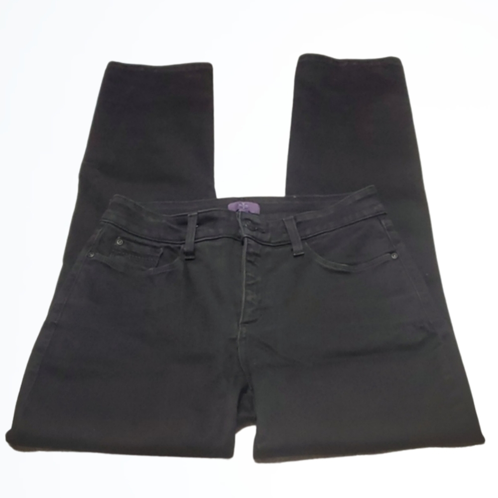 NYDJ Dark Black Mid Rise Legging Fit Soft Skinny Jeans Size 6 Waist 28.5 Inches
